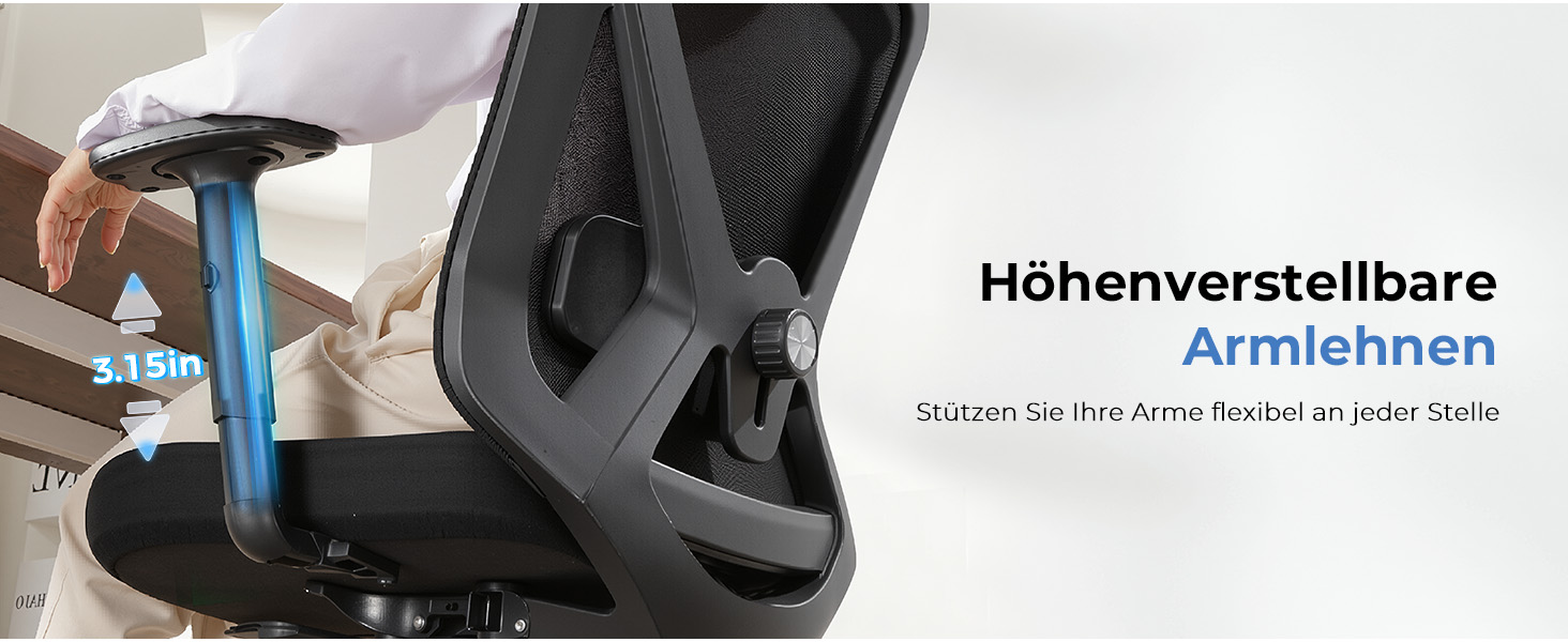 Офісне крісло COMHOMA ергономічне з 3D-підголівником та підтримкою попереку, регульовані підлокітники, функція гойдання, чорний