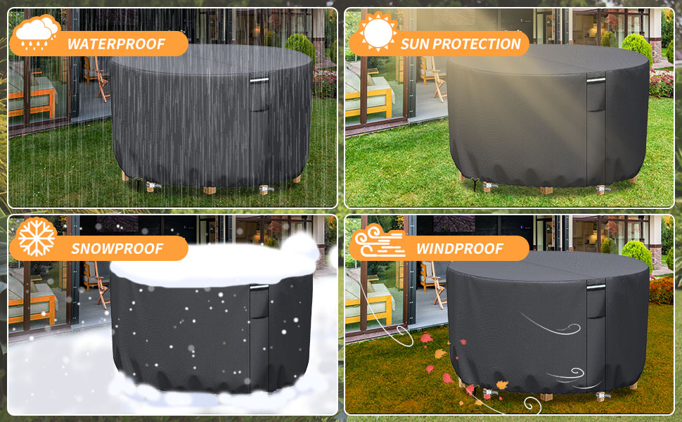 Чохол для садових меблів RICHIE водонепроникний 600D Oxford PVC дихаючий 190x80 см чорний