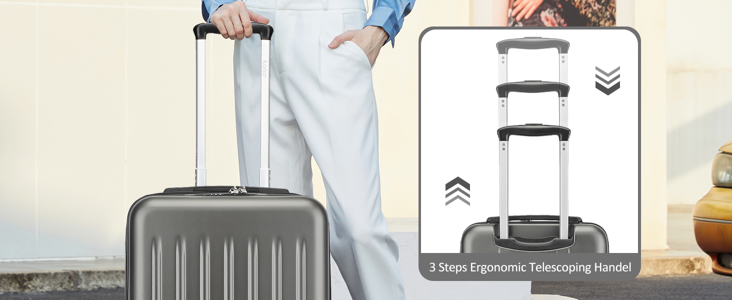 Чохол-валіза KONO, 55 см, сірий, 20 дюймів, валіза на коліщатках, ручна поклажа