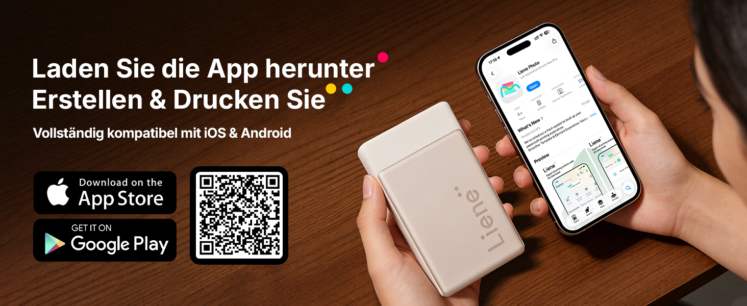 Портативний міні-фотопринтер Liene Pearl N200 Pro з кольоровою сублімацією, 50 фото (5x7,6 см), 5 стрічок, Bluetooth, 300 dpi, для iPhone & Android, акумулятор, золотий колір