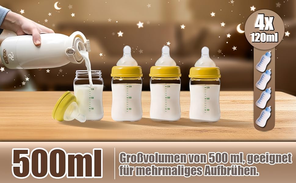 Портативний підігрівач для пляшечок Baby, 500 мл, для материнського молока та води, підігріває, підтримує тепло та стерилізує, швидкий нагрів за 3 хвилини, акумулятор 10400 mAh для тривалої роботи