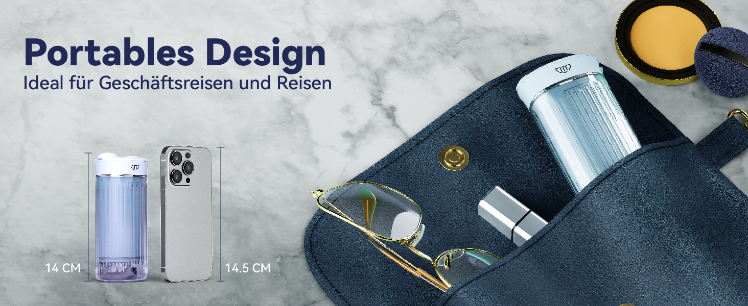 Портативний електричний іригатор для порожнини рота JTF Munddusche Mini, бездротовий, для подорожей, з 5 насадок, 4 режими, 230 мл, водонепроникний (IPX7, блакитний)