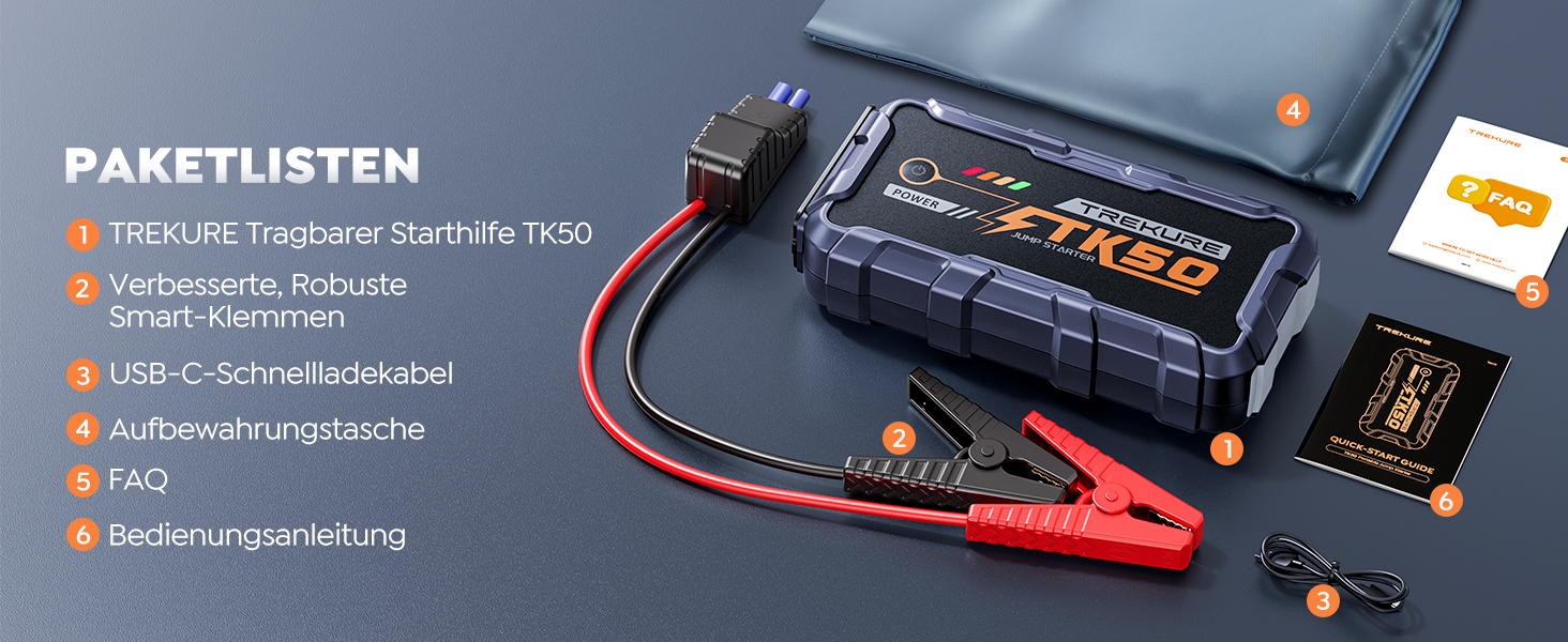 Бустер для автомобіля Starthilfe Powerbank 9000A 26800mAh — Пусковий пристрій для бензинових та дизельних двигунів (до 12.0L), 12V з ліхтарем 800 Лм та USB-портами, сіро-блакитний