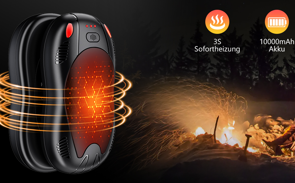 Електричні грілки для рук FANDLISS з магнітом, 10000mAh, 2 шт., з двостороннім нагрівом, USB, багаторазові, 3 режими нагріву, для активного відпочинку, гольфу, кемпінгу (рожевий)