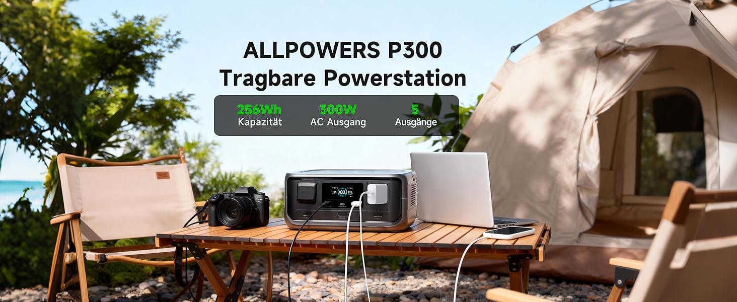 Портативна електростанція ALLPOWERS VOLIX P300, ємність 256 Wh, номінальна потужність 300 W, пікова потужність 600 W