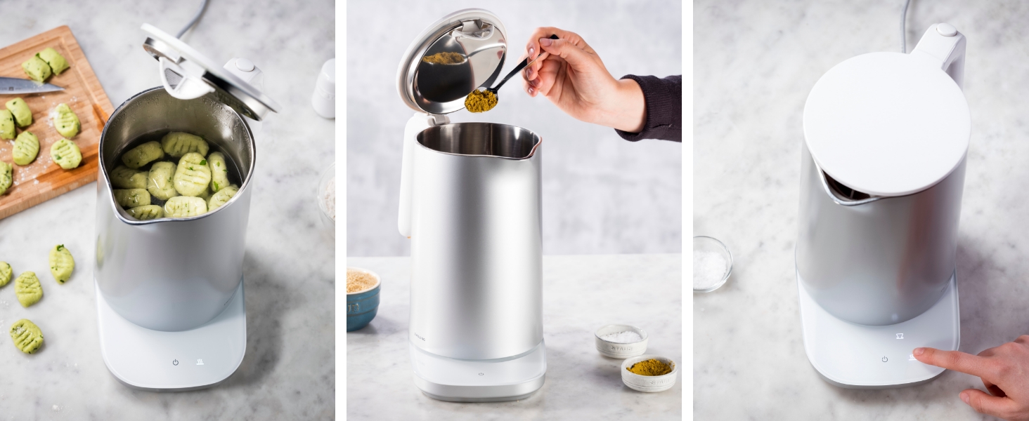 Електричний чайник ZWILLING Enfinigy Pro з регулюванням температури, фільтром від накипу, функцією підтримання тепла, бездротовий, 1850 Вт, 1,5 л, срібляний