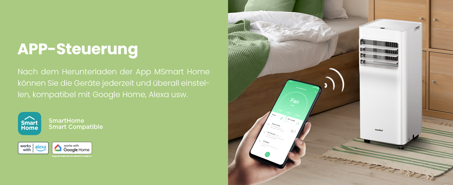 Мобільний кондиціонер Comfee Breezy Cool Pro 2.0 7000 BTU/2.0kW з Wi-Fi, охолодження, вентиляція, осушення – для кімнат до 25 м²