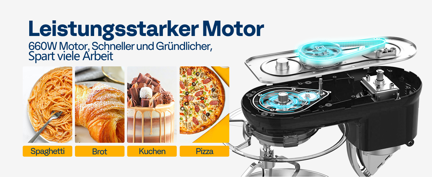 Кухонна машина VIVOHOME 5.7L, 660W з 10 швидкостями, міксер для тіста, чорна