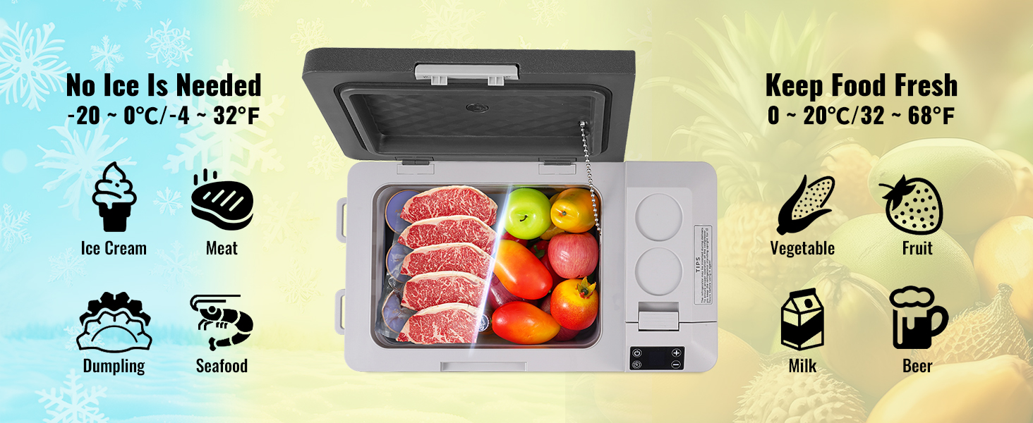 Автохолодильник VEVOR 25л портативний, 12V компресорний -20°C до +20°C для авто, кемпінгу, подорожей