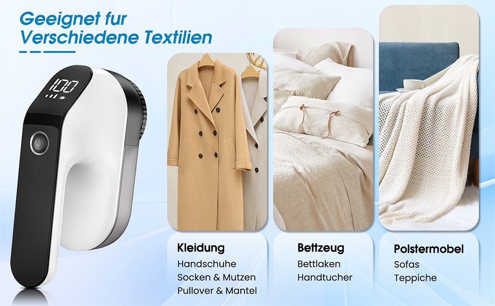 Електричний видалення ворсу NIWOHOM для одягу - 3 швидкості, 6-клинковий ніж, LED-дисплей, для всіх тканин