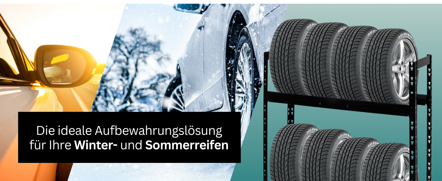 Стелаж для шин PROREGAL Tiger XL: 200x150x45 см, 300 кг навантаження, до 18 шин (205/55 R16), блакитно-помаранчевий | Стелаж для автосервісу, складу, підвалу