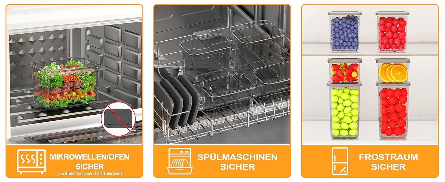 Герметичні контейнери для зберігання продуктів з кришкою, набір 6 шт, сірий (1,8 л)