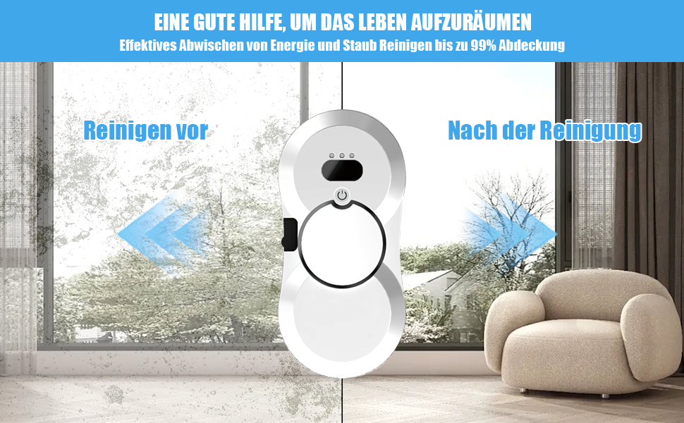 Робот для миття вікон, 5600Pa, 3 режими очищення, інтелектуальна навігація, автоматичний мийник вікон для гладких поверхонь