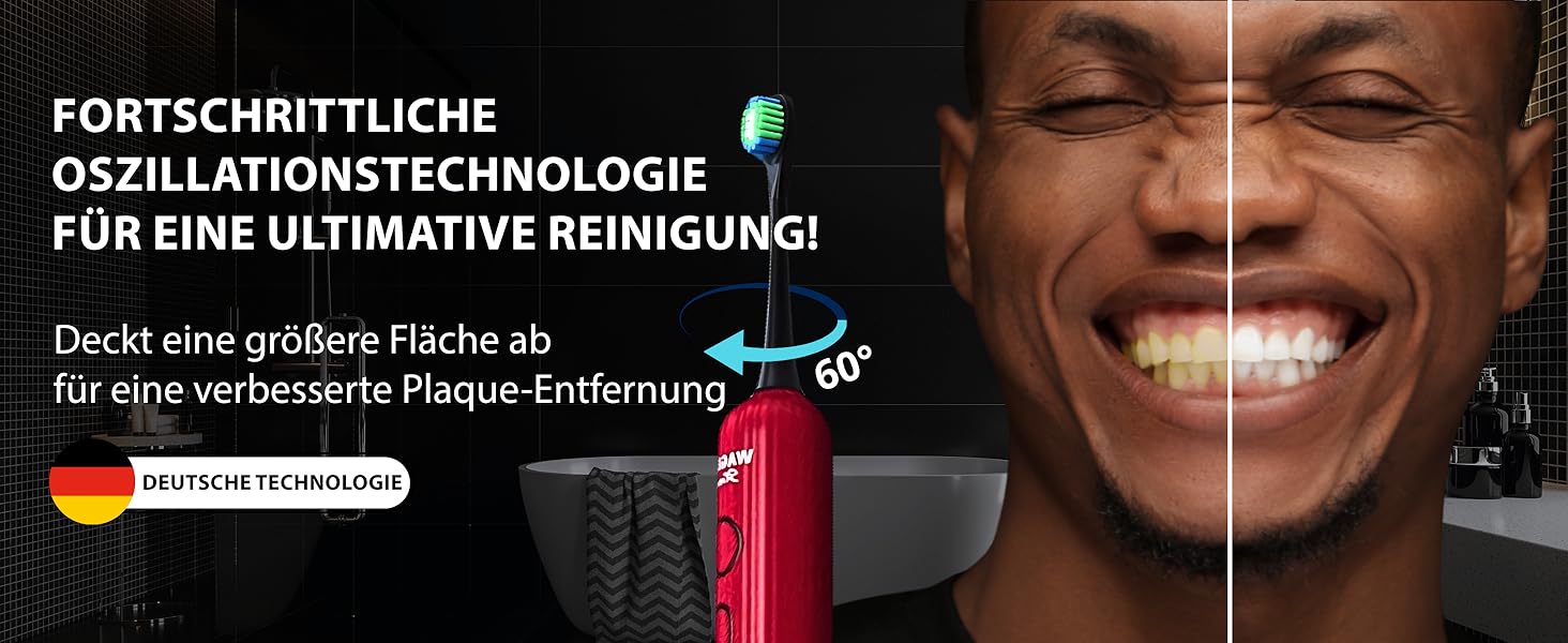 Електрична зубна щітка Wagner Stern VibroWave Plus з 4 насадками, IPX7, червона