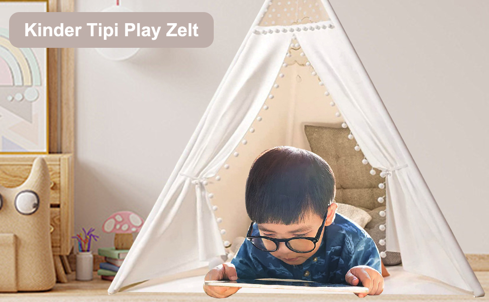 Camiraft Тент-Тіпі для дітей сірого кольору, ігровий намет з бавовни для хлопчиків та дівчаток, складаний намет-халапа для гри в приміщенні та на вулиці