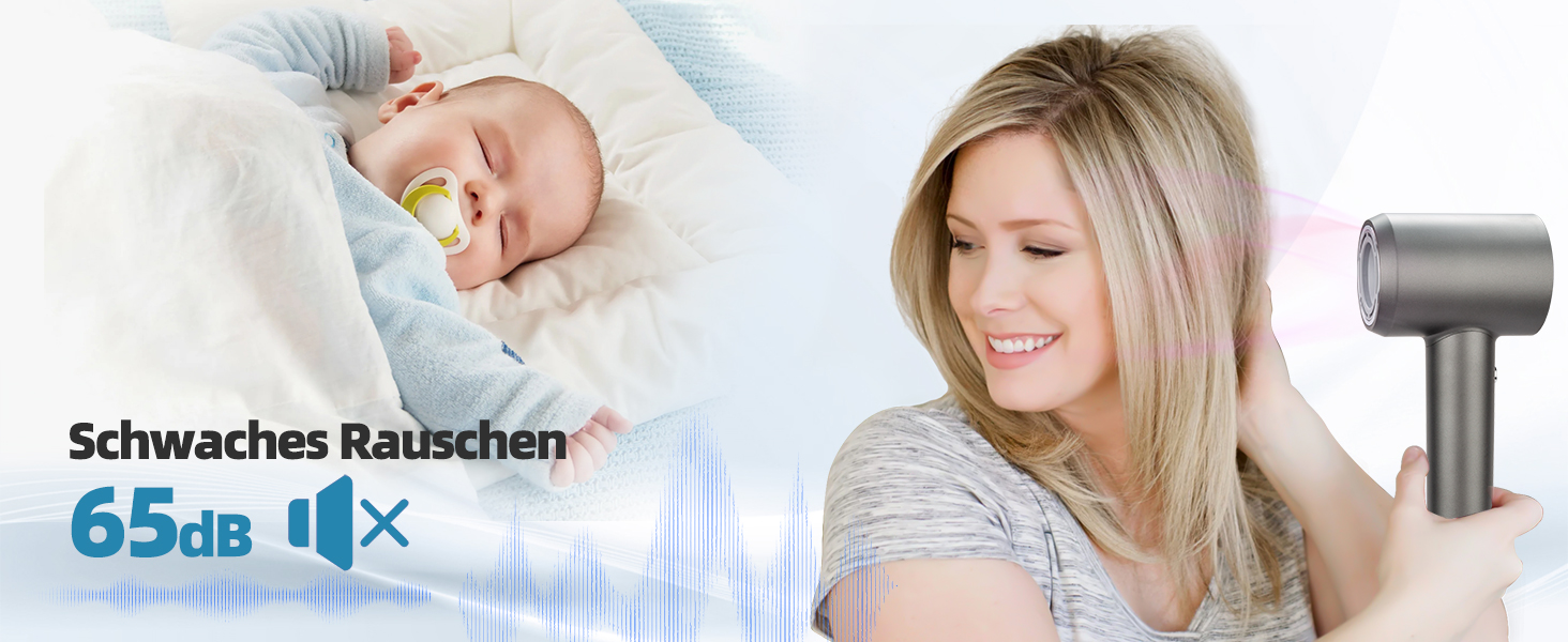 Професійний високошвидкісний фен для волосся з дифузором, 130 000 об/хв, з іонізацією (500 млн негативних іонів), 4 температурні режими та 2 швидкості