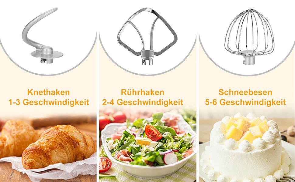 Кухонна машина AUMATE 1400W, 6.2 л, оливковий, з міксером та гаками для тіста