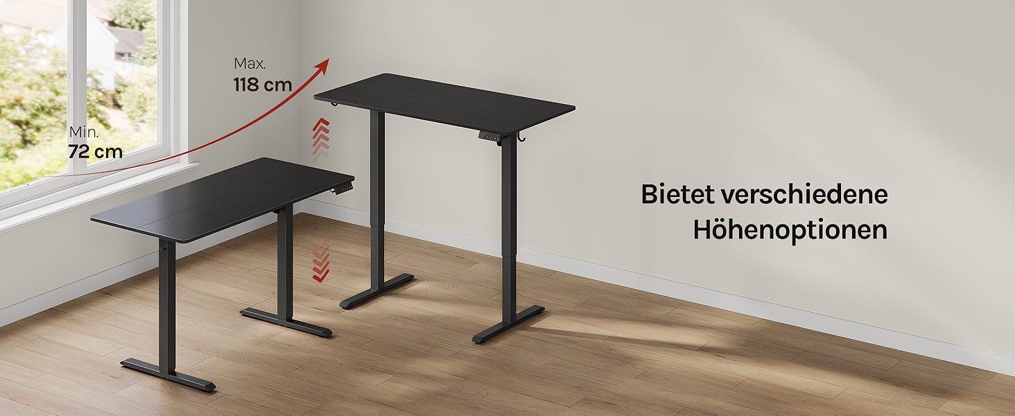 Електричний регульований по висоті письмовий стіл WOLTU з функцією пам'яті та захистом від зіткнень, комп'ютерний стіл для дому та офісу, чорний, 120 x 60 см