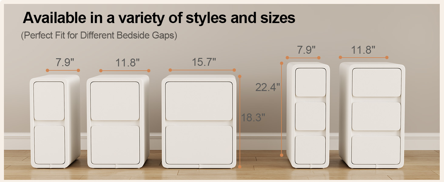 Нічний столик AQIMUELE, білий, з 2 шухлядами, ширина 30 см, без встановлення, з екошкірою
