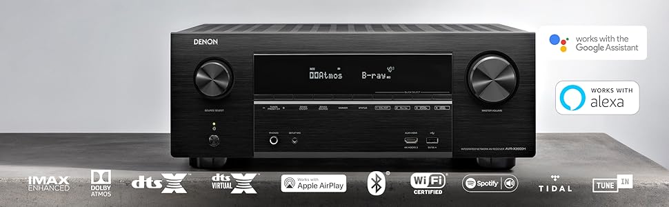 Підсилювач Denon AVC-X3700H 9.2, Alexa, 8K, Bluetooth, Wi-Fi, Dolby Atmos, HEOS, Чорний