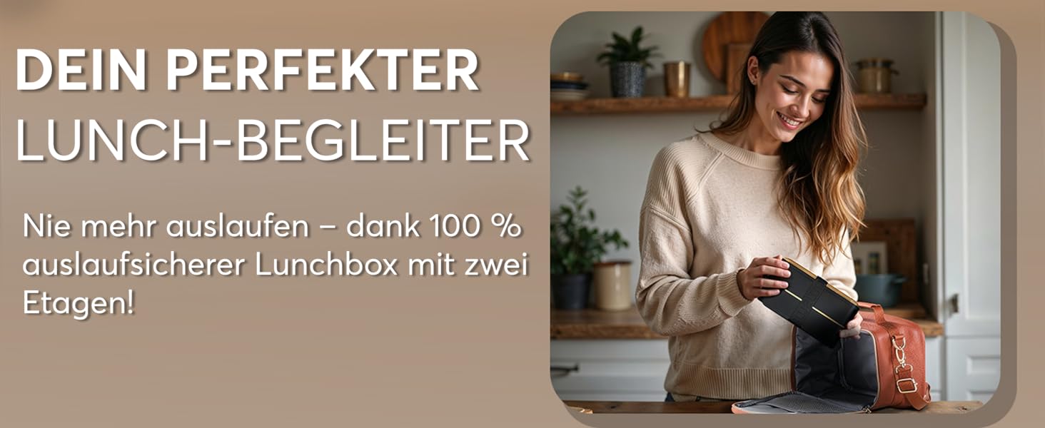 Ланчбокс Umami Lunchbox для дорослих, 1200 мл, з відділеннями та 4 столовими приборами, чорний & бежевий