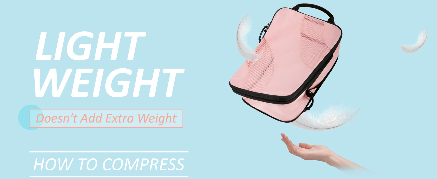 Набір компресійних органайзерів для подорожей BAGSMART, 6 шт, органайзери для одягу в валізу та ручну поклажу, рожевий