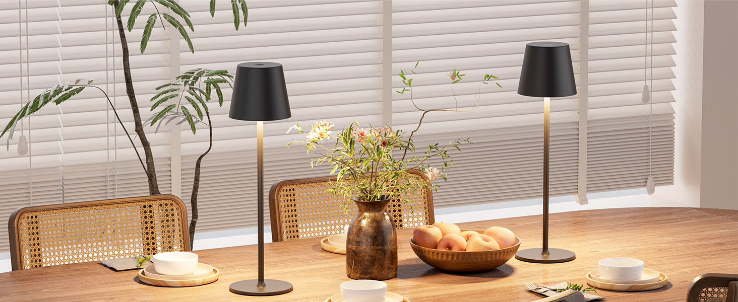 LED-лампа настільна акумуляторна бездротова, 2 шт. з регулюванням яскравості та 3 колірними температурами, сенсорне керування, зарядка USB-C, для дому, відпочинку та кемпінгу (чорний)