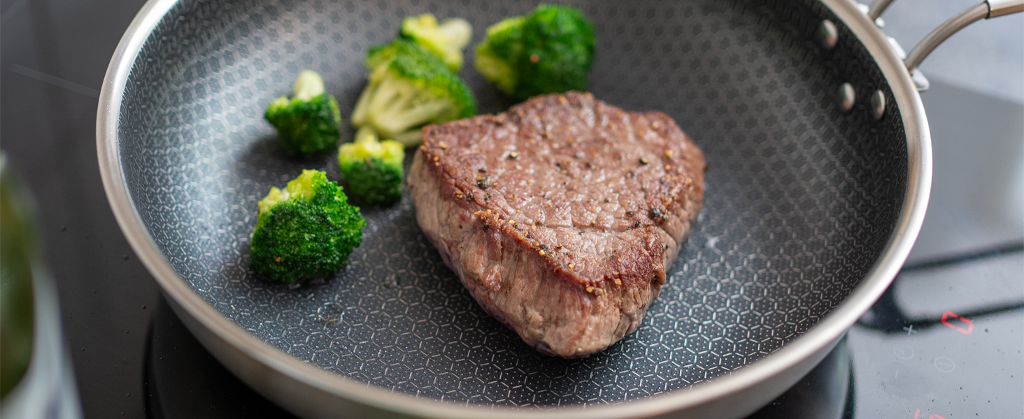 Набір кухонного посуду Campo Libre Enzo I з нержавіючої сталі для кемпінгу | Індукційний посуд для відпочинку на природі | Набір каструль та сковороди для кемпінгу | 6 предметів або (сковорода з покриттям - 24см)