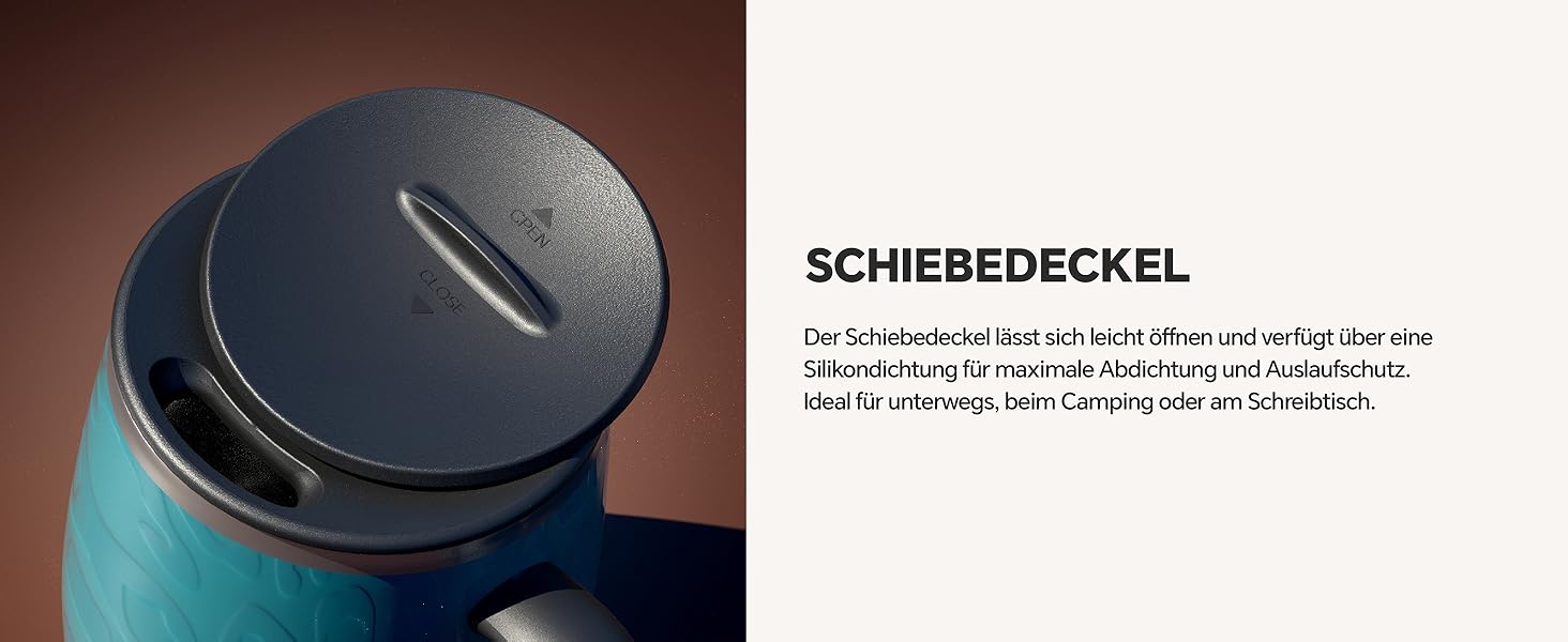 Кружка для кави та чаю Ideus 470 мл з нержавіючої сталі, подвійні стінки, ізольована, з неслизьким ручним тримачем та кришкою-модулем, великий об'єм, колір: трав'яний зелений