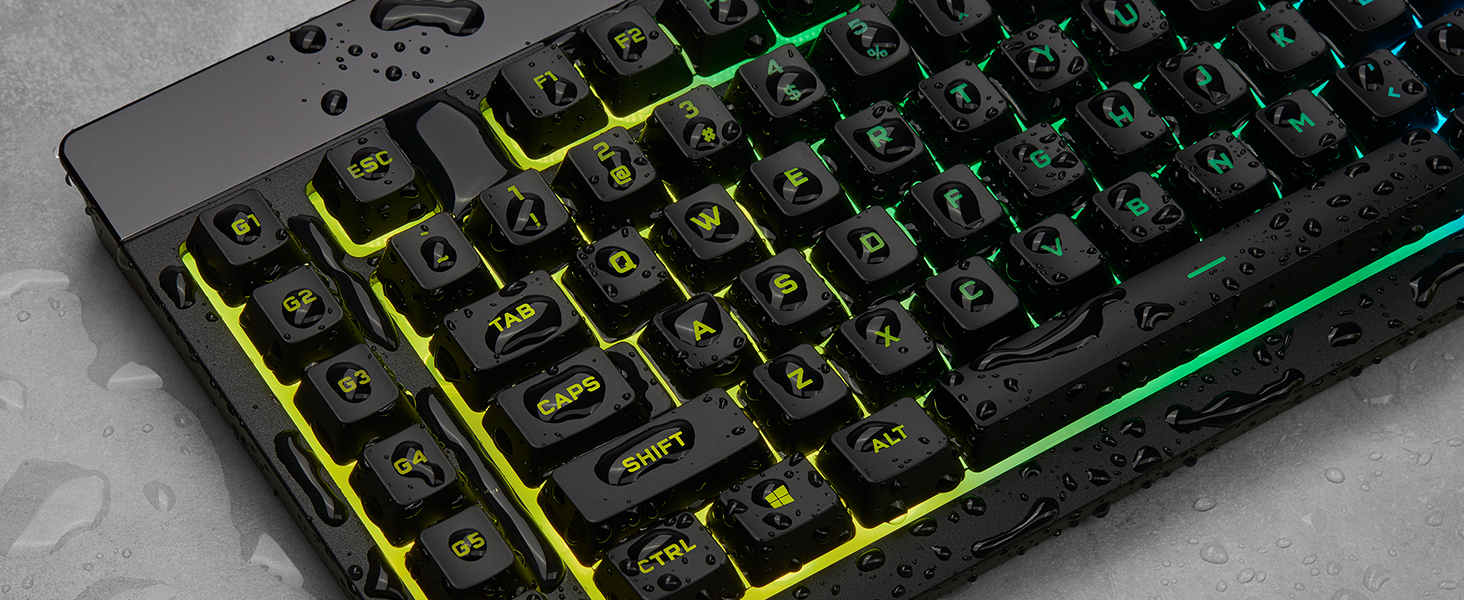 Клавіатура Corsair K55 RGB PRO, провідна, мембранна, QWERTZ DE, чорна, IP42, 6 макро-клавіші, сумісна з iCUE, для PC, Mac, Xbox