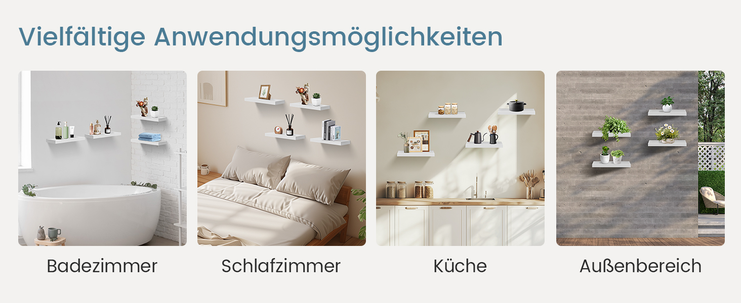 Набір настінних полиць 4 шт. білі, MDF, 40x14x3 см - для книг, декору, настінні стелажі