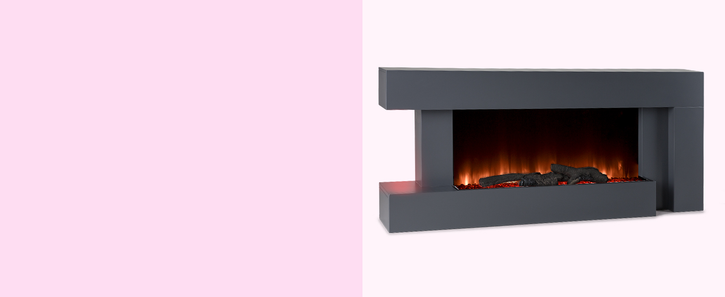 Електрокамін Klarstein Light & Fire 2 Smart, 2000 Вт, LED-імітація полум'я, настінний, з дистанційним керуванням і таймером, енергозберігаючий, чорний, корпус MDF