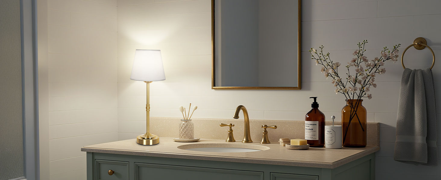 OUTON Настільна лампа бездротова, 2 шт. – диммування, 3 кольори світла, 4000mAh, USB-C, 60 год роботи, золота для спальні, вітальні, їдальні