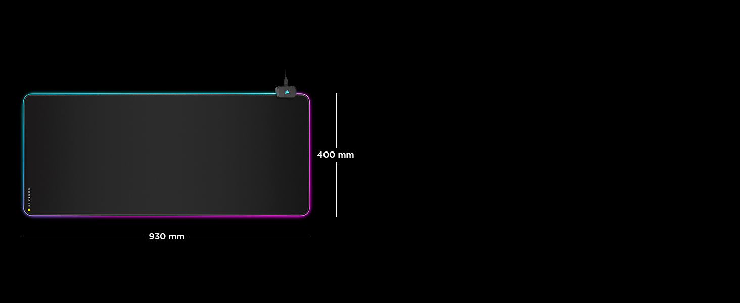 Килимок для миші Corsair MM700 RGB Extended - 930x400 мм - RGB підсвітка 360° - USB хаб - чорний