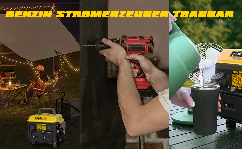 Генератор Aceup Energy Inverter 2000W: тихий бензиновий генератор з USB, 230V/12V, 19.8кг