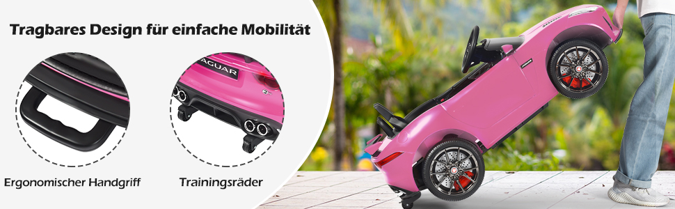 Дитячий електромобіль Jaguar COSTWAY, 12V, рожевий, з музикою, підсвіткою та пультом ДУ, для дітей від 3 років