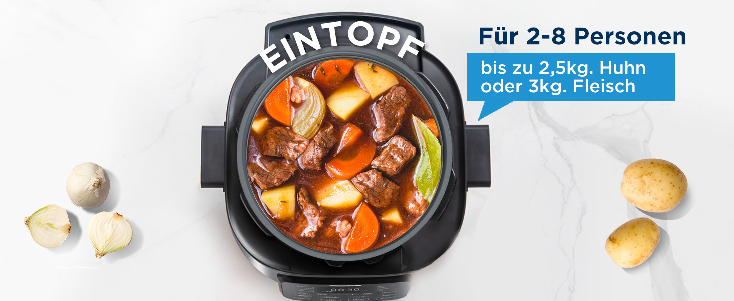 Мультиварка Midea 9-в-1, 6л, 12 функцій, електроскороварка (приготування на повільній варці, рисоварка, су-від, випічка), 70% швидше, нержавіюча сталь з покриттям, чорний