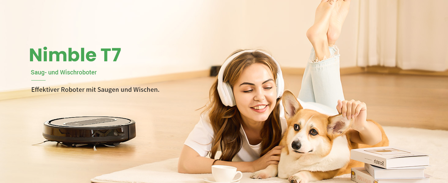 Робот-пилосос з функцією миття 2 в 1, потужність всмоктування 3000Pa, час роботи до 120 хвилин, 4 режими прибирання, робот-пилосос для видалення шерсті тварин з Aquacontrol™