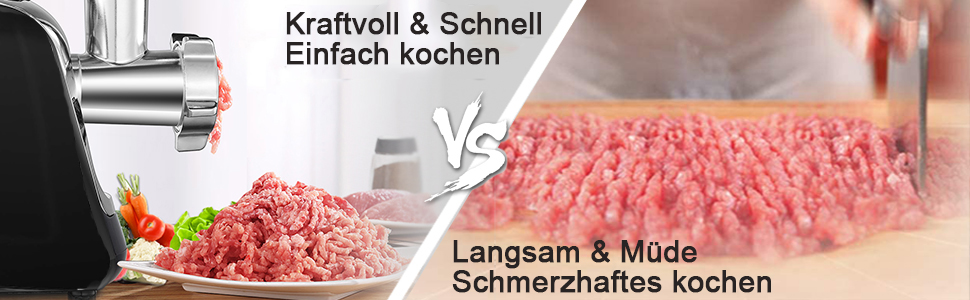 Електрична м'ясоподрібнювач з нержавіючої сталі, 2000W, з набором дисків та насадок для ковбас, чорний