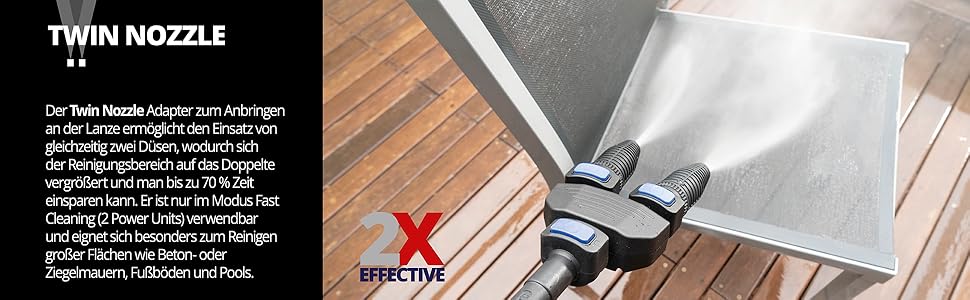 AR Blue Clean високонапірний мийник e-4 TWINFLOW D з Dualtech System та Power Brush (2500 Вт, 150 бар, 810 л/год) + мийка для поверхні 150 бар