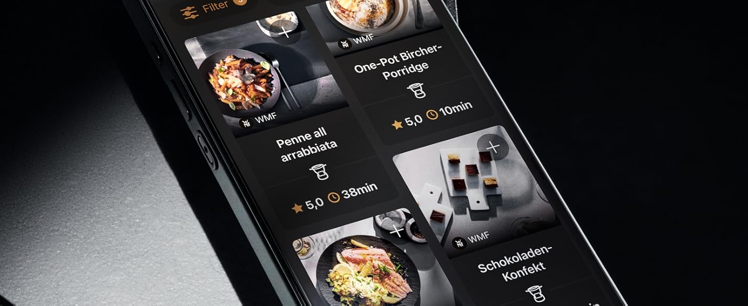 Кухонна машина WMF Avantgarde з функцією приготування їжі, тиха робота, 14 програм, Wi-Fi, чаша 5л, сенсорний екран, інтуїтивна програма, рецепти, матова нержавіюча сталь
