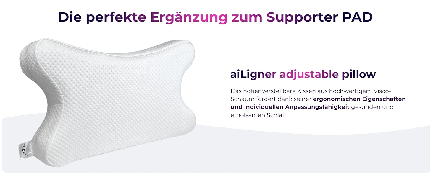 Подушка для сну aiLigner Supporter PAD з ортопедичною піною Memory Foam: підтримка в будь-якій позі, консультація та здоровий сон