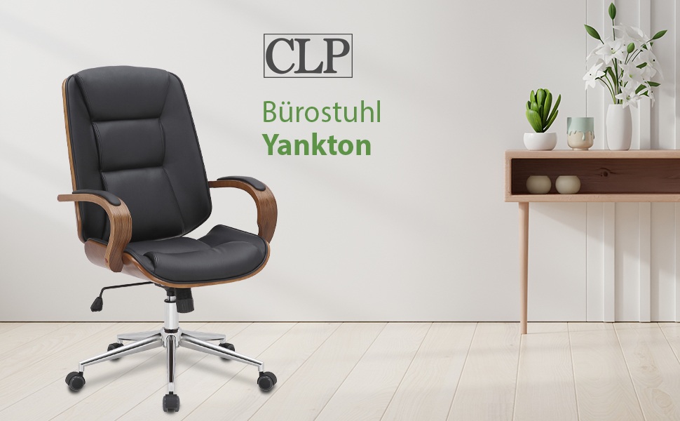 Офісне крісло CLP Yankton Leatherette, крісло для керівника, регульоване по висоті, хромований каркас, колір горіховий/кремовий