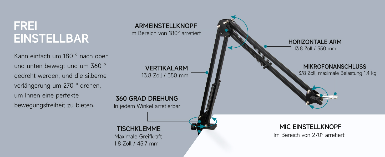 Стійка для мікрофона HyperX QuadCast з поп-фільтром та тримачем YOUSHARES - сумісна з QuadCast S, Fifine AM8, Blue Yeti, Razer Seiren Mini V3