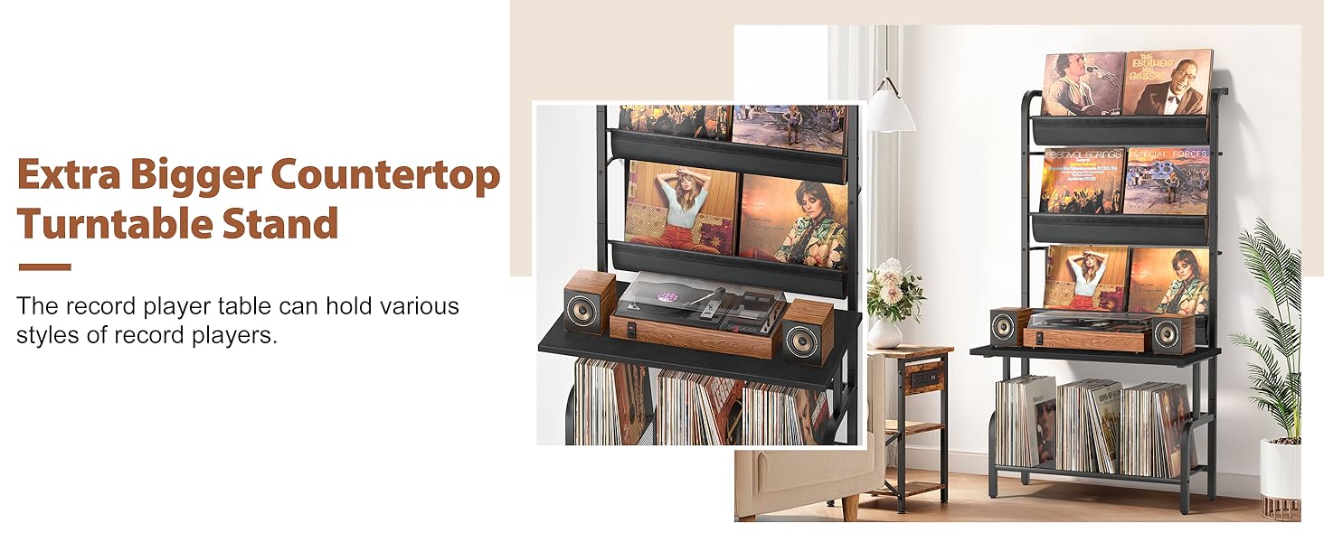 Підставка для програвача та вінілових платівок на 300 альбомів (чорний)