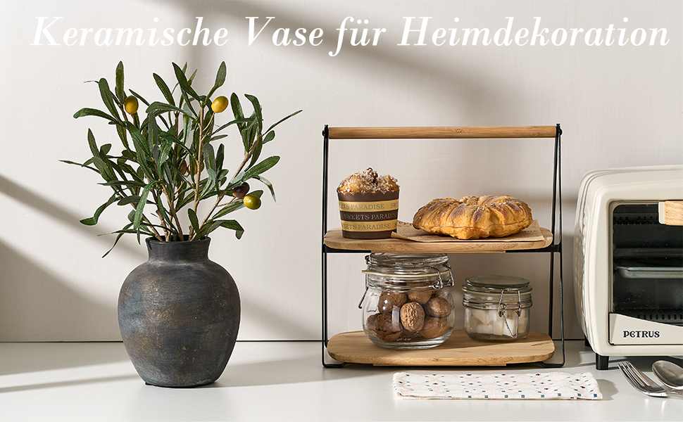 Керамічна ваза для квітів ручної роботи, 15.2 см, богемний стиль, декор для дому, теракота, сірий (бронзовий)