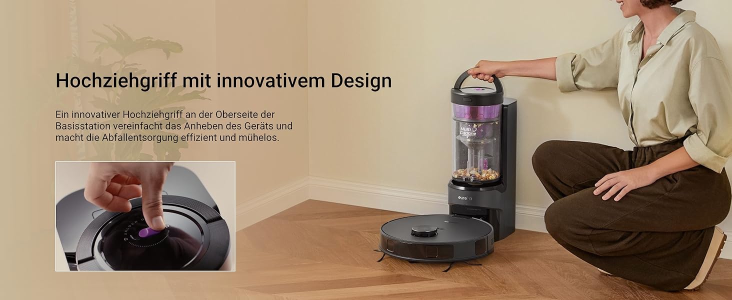 Робот-пилосос Eureka E20 Plus: 8000 Pa, самостійна очистка, DuoDetect AI, білий/чорний