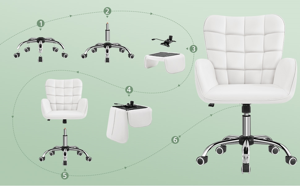 Офісне крісло Yaheetech: ергономічне, регульоване, з підлокітниками та роликами (до 136 кг), біле