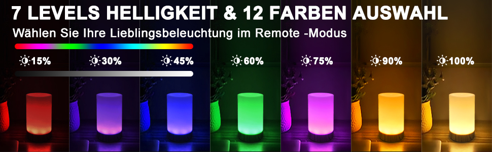 Світлодіодний приліжковий світильник з регулюванням яскравості, 12 кольорів, 4 режими, USB, водонепроникний, синхронізація, пам'ять, різнокольоровий-10