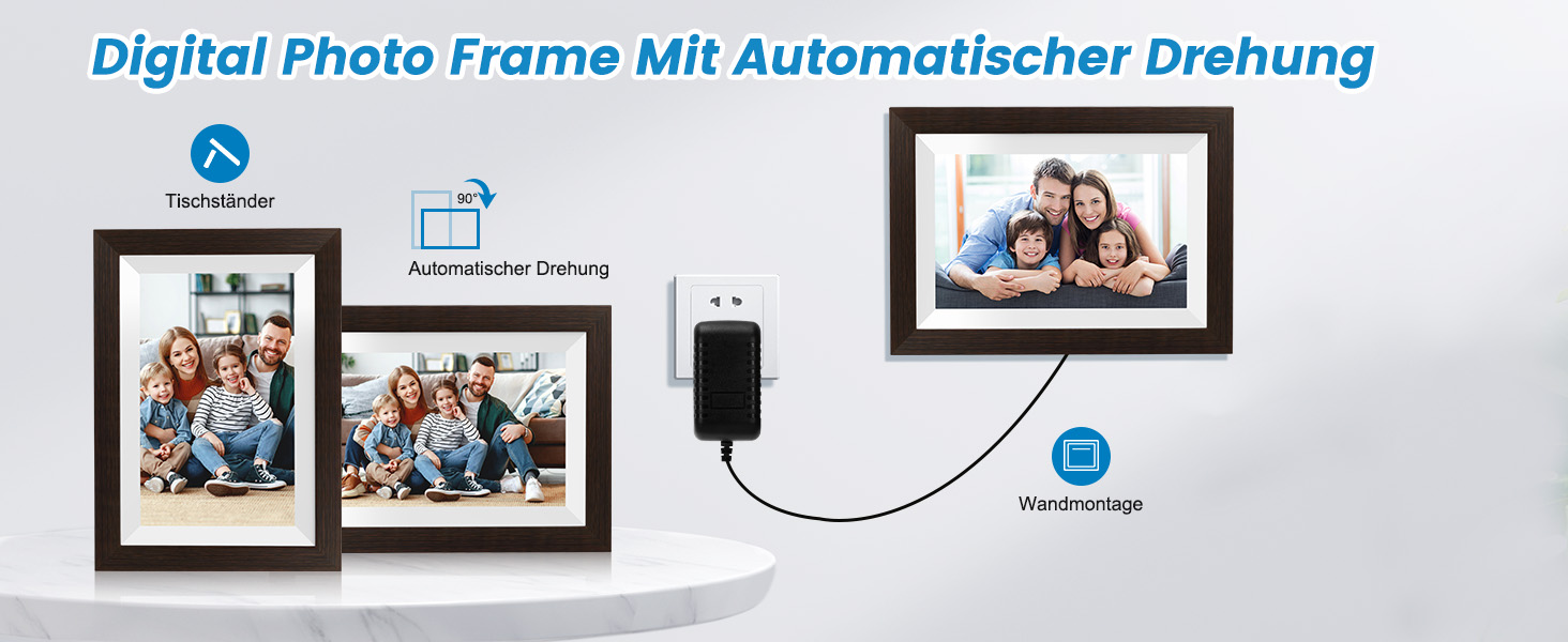 Цифровий фоторамка Mejasg 10.1 дюйма з Wi-Fi, 32GB, IPS сенсорний екран, автоповорот, для фото та відео, з дерева